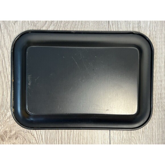 Vintage Black Metal Tole Ware Snack Bridge Trays With Matching Holder Caddy READ - Picture 5 of 8
